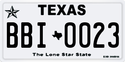 TX license plate BBI0023