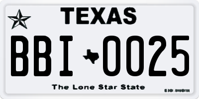 TX license plate BBI0025