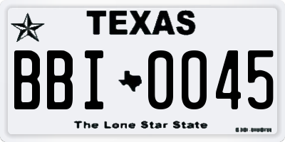 TX license plate BBI0045