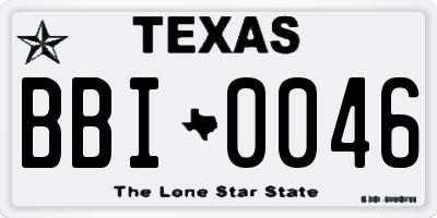 TX license plate BBI0046