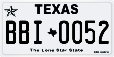 TX license plate BBI0052