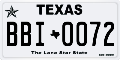 TX license plate BBI0072