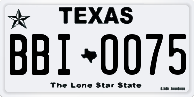TX license plate BBI0075