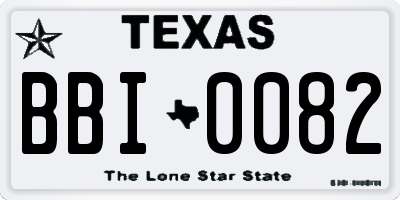 TX license plate BBI0082