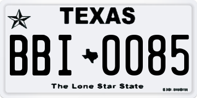TX license plate BBI0085