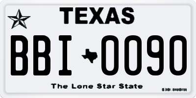 TX license plate BBI0090
