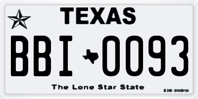 TX license plate BBI0093