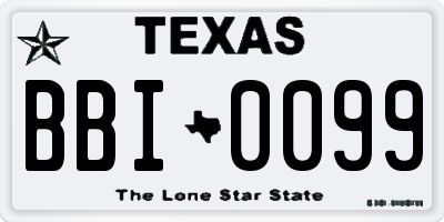 TX license plate BBI0099