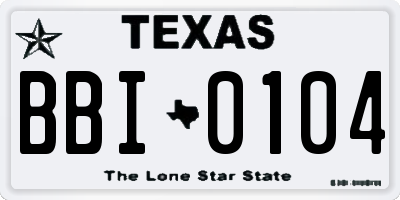 TX license plate BBI0104