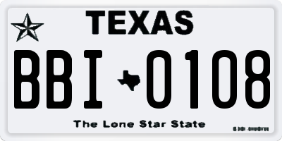TX license plate BBI0108