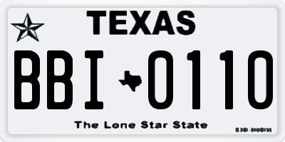 TX license plate BBI0110