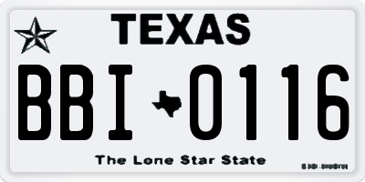 TX license plate BBI0116