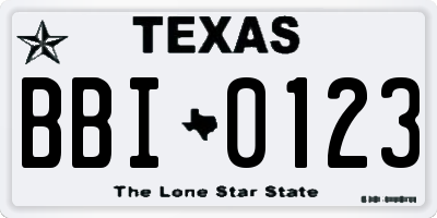 TX license plate BBI0123