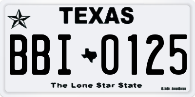 TX license plate BBI0125