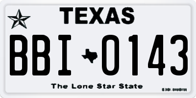 TX license plate BBI0143