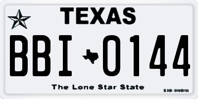 TX license plate BBI0144