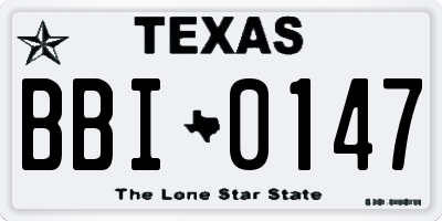 TX license plate BBI0147