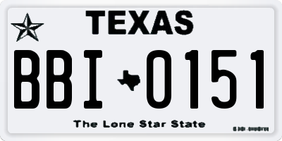 TX license plate BBI0151