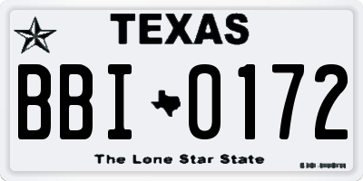 TX license plate BBI0172