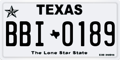 TX license plate BBI0189