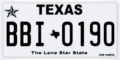 TX license plate BBI0190