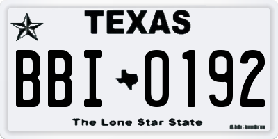 TX license plate BBI0192