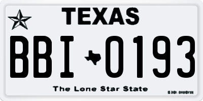 TX license plate BBI0193
