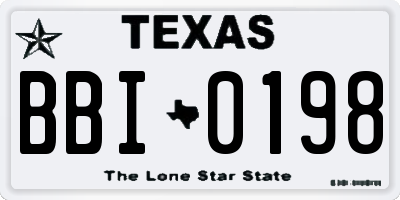 TX license plate BBI0198