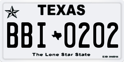 TX license plate BBI0202