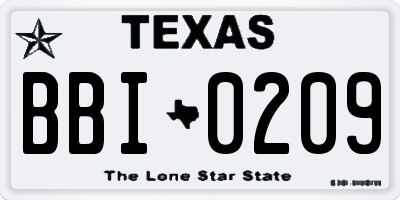 TX license plate BBI0209