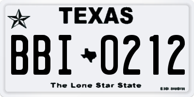 TX license plate BBI0212