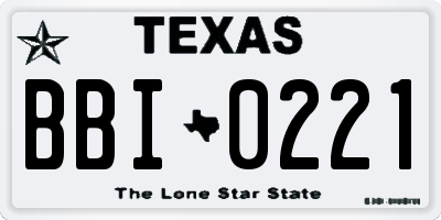 TX license plate BBI0221