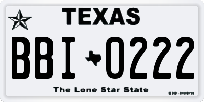 TX license plate BBI0222