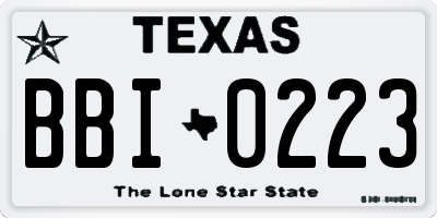 TX license plate BBI0223