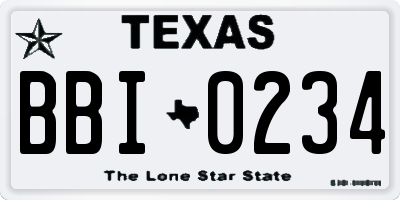 TX license plate BBI0234