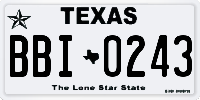 TX license plate BBI0243