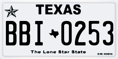 TX license plate BBI0253