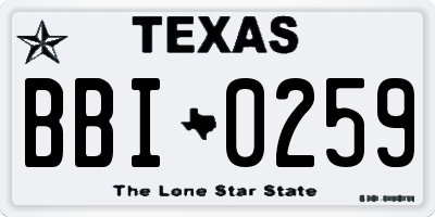 TX license plate BBI0259