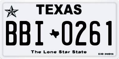 TX license plate BBI0261