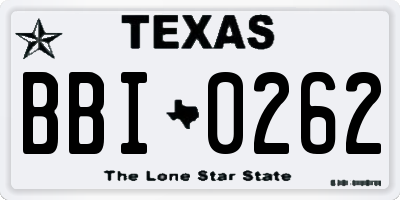 TX license plate BBI0262