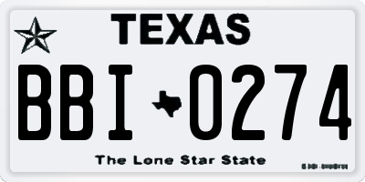 TX license plate BBI0274