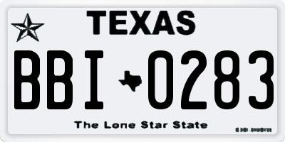 TX license plate BBI0283