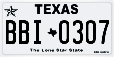 TX license plate BBI0307