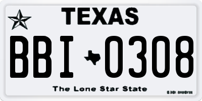 TX license plate BBI0308