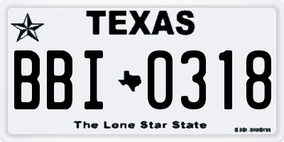 TX license plate BBI0318