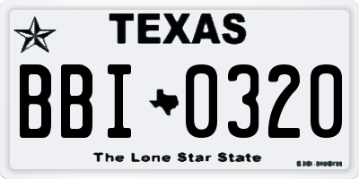 TX license plate BBI0320