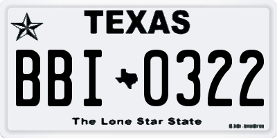 TX license plate BBI0322