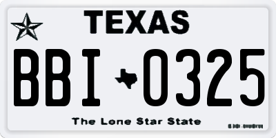 TX license plate BBI0325