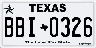 TX license plate BBI0326