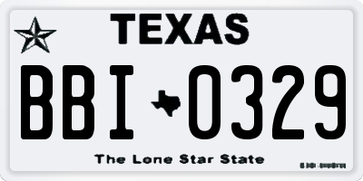 TX license plate BBI0329